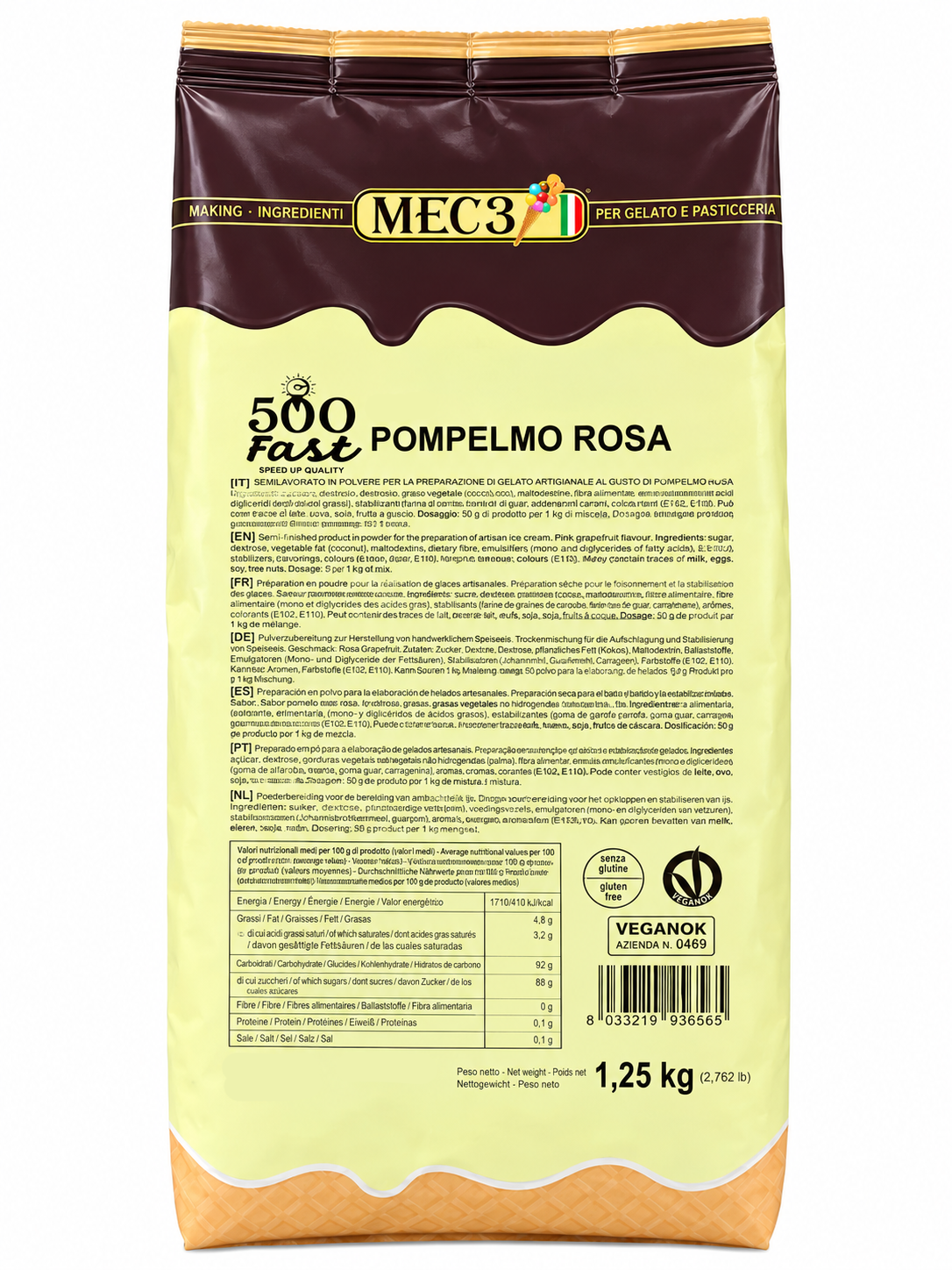 MEC3 Sorbetto Mix, Pamplemousse Rose/Gusto Pompelmo Rosa 500 - Végétalien