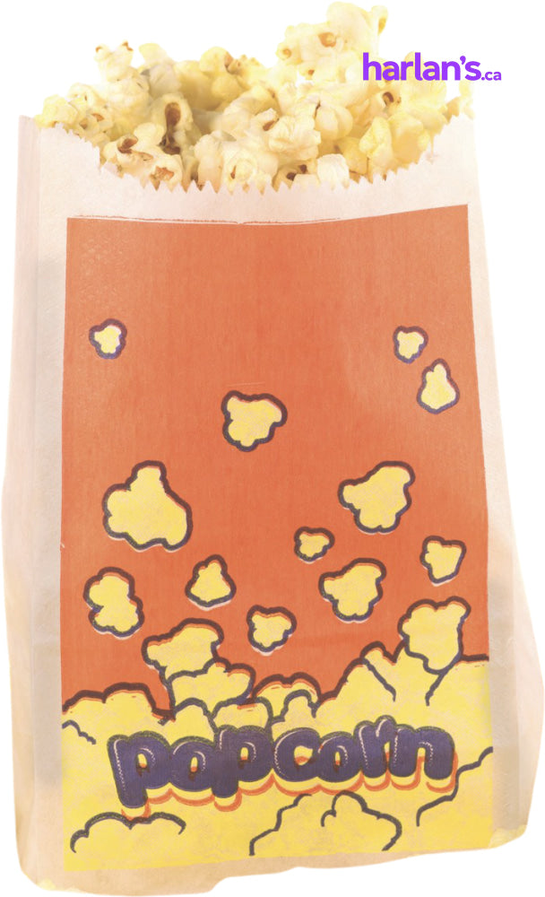 Flat Bottom Printed Popcorn Bag - Small - 500/case -Item#84B15 - Harlan Fairbanks Canada