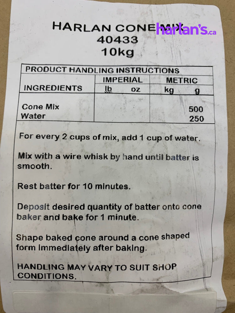 Harlan's Waffle Cone Mix - 10KG Bag -Item#4391 - Harlan Fairbanks Canada