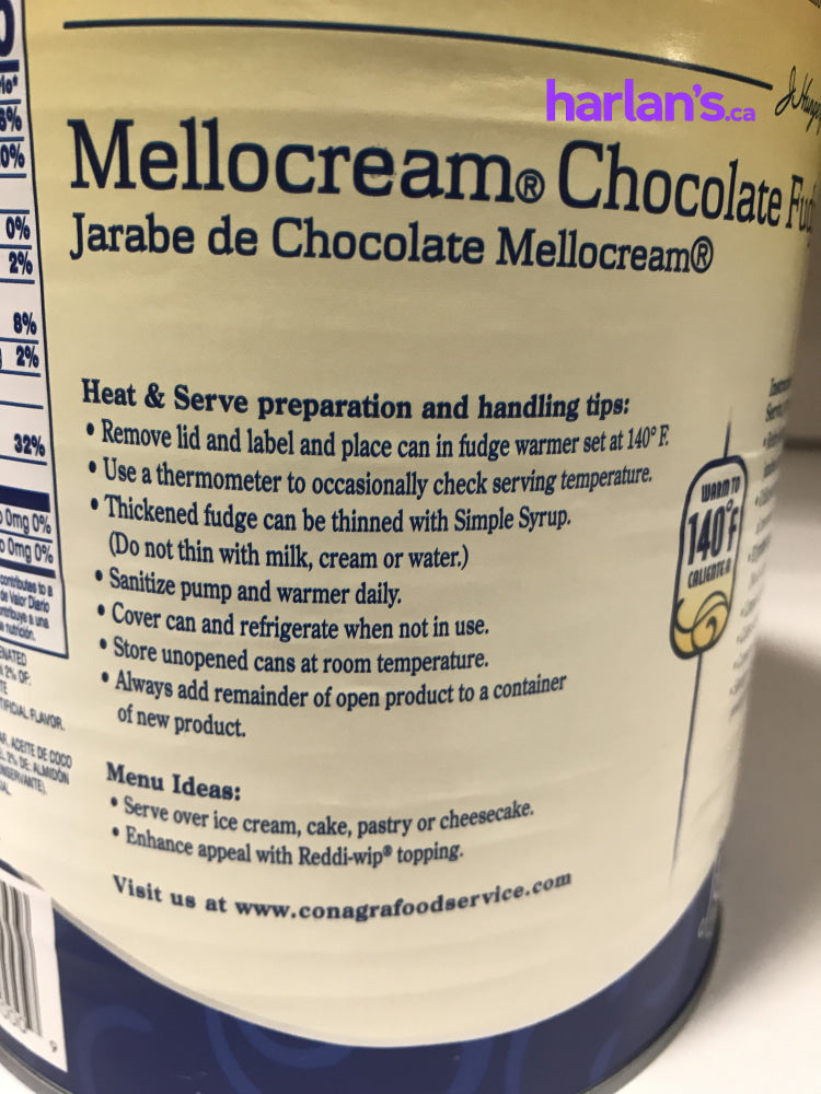 J HUNGERFORD SMITH MELLOCREAM® CHOCOLATE FUDGE - 6 x 100oz CANS -Item#41732 - Harlan Fairbanks Canada