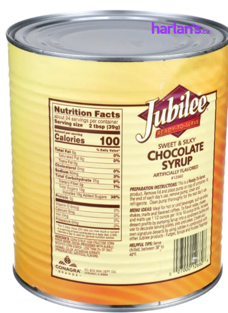 Jubilee Sweet and Silky Chocolate Syrup - 6 x 96oz -Item#41745 - Harlan Fairbanks Canada