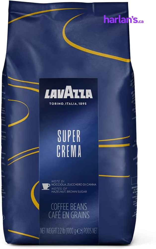 Lavazza Super Crema Whole Bean Coffee Blend, Medium Espresso Roast Case of 6 x 2.2LB (1KG) Bag - Item#204202