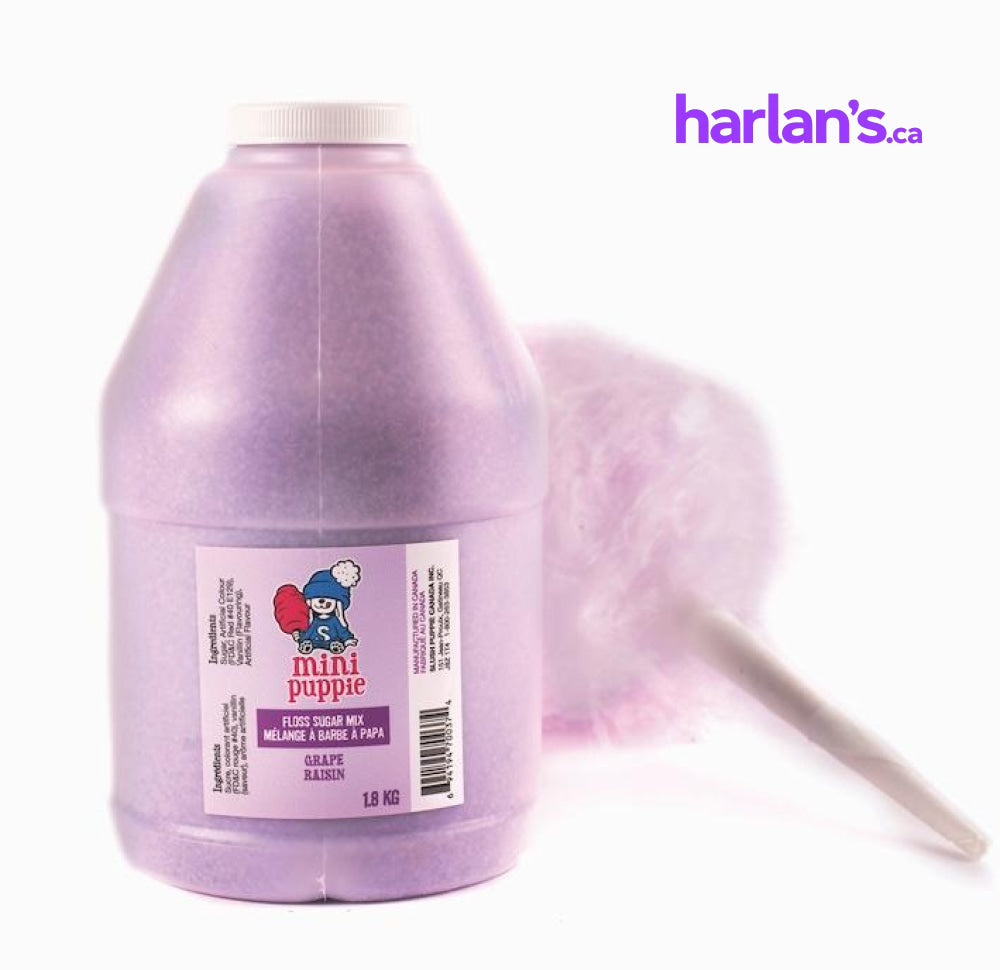 Mini Puppie Grape Floss Sugar - 4 x 1.8kg -Item#55123 - Harlan Fairbanks Canada