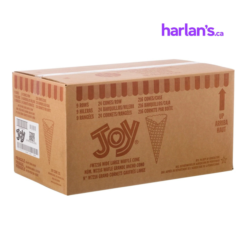#W7216 WIDE WAFFLE CONE 9x24 per case - Not For Online Sale - Contact us for quote - Harlan Fairbanks Canada