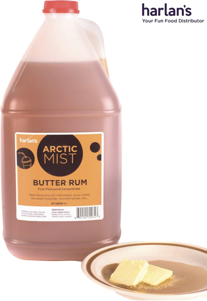 Arctic Mist Syrup Concentrate - Butter Rum - 4 x 4L Jugs-