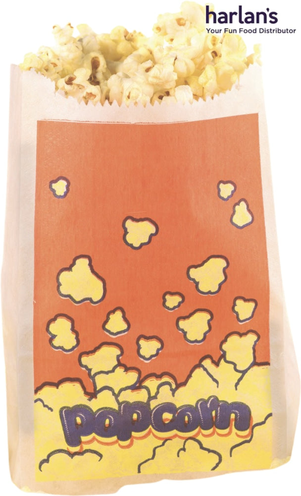 Flat Bottom Printed Popcorn Bag Small 500/case Item84B15 Harlan