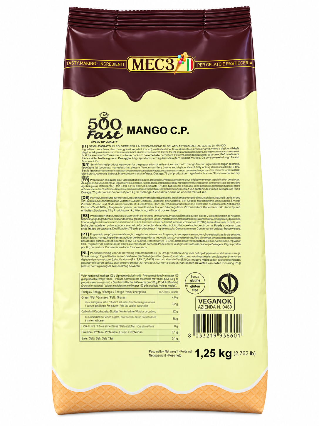 MEC3 Sorbetto Mix, Mangue 500 (avec morceaux) - Vegan