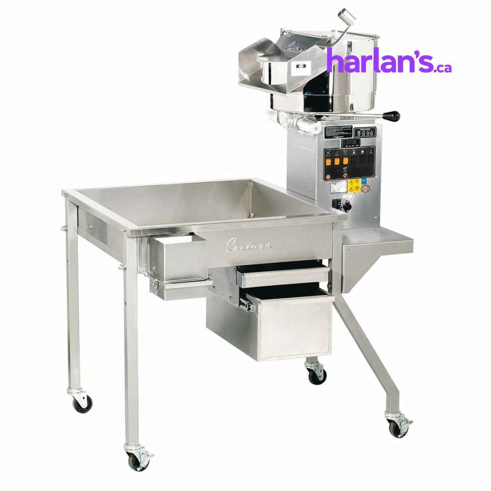 Cretors 48oz Electric Giant Pedestal Popper on 3.5' Knock Down Table -Item#EG48D1D-R-X-PP & G43XX-CCR-PP - Call us for pricing