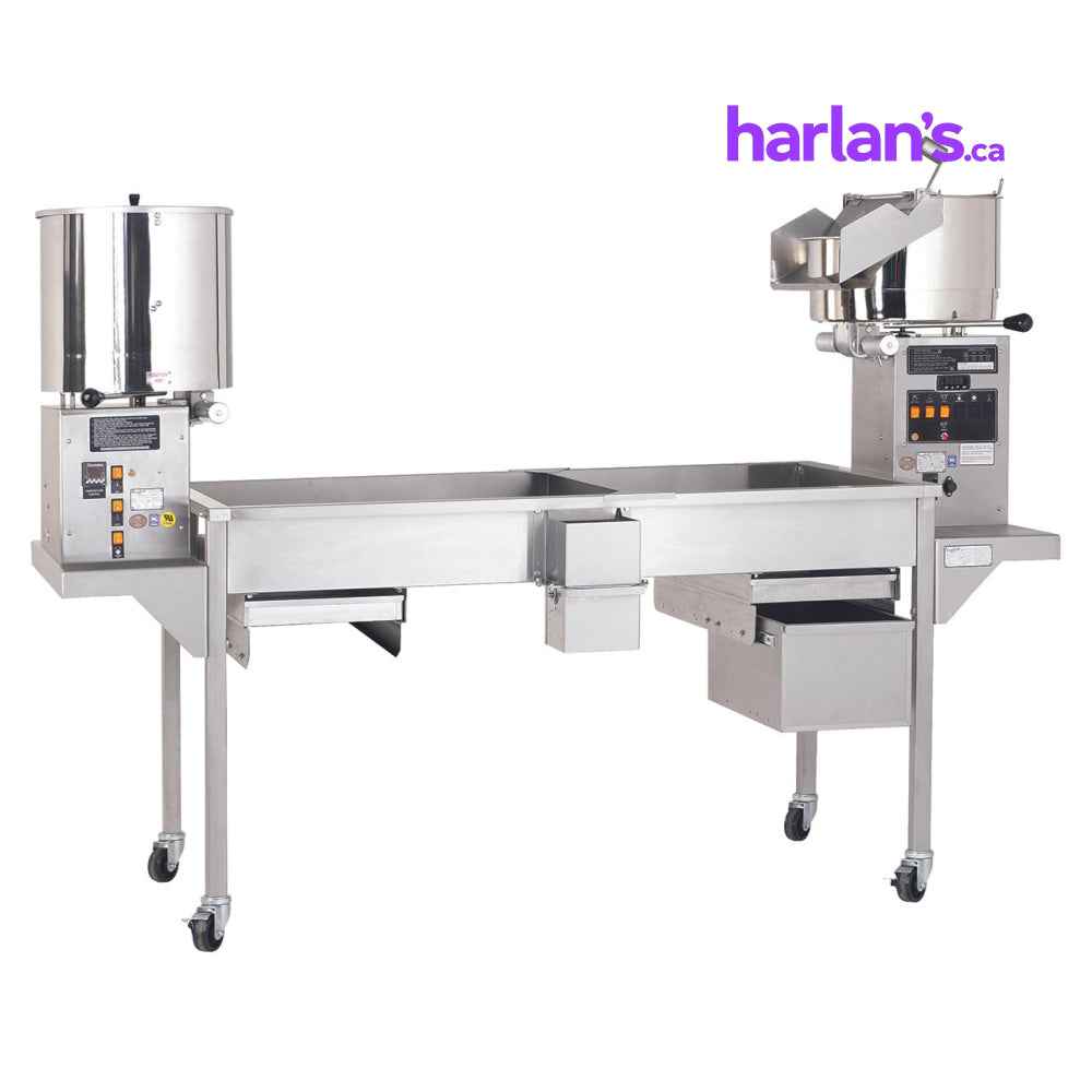 Cretors CMD 50 Caramelizer and 60 oz. Giant Popper on 7' Table -Item#CMD50DL-CI-PP & EG60D1D-R-X-PP & TGSXX-X-PP - Call us for pricing