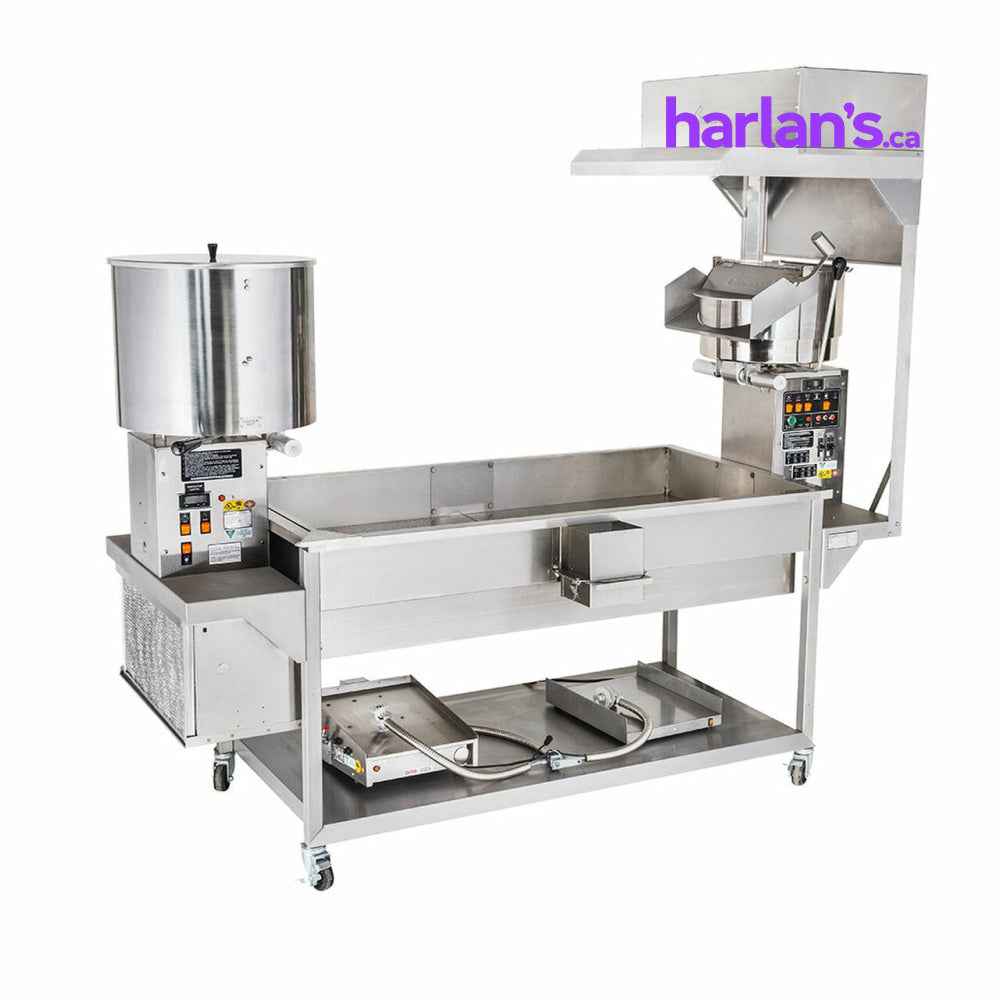 Cretors Vented 32oz Giant Popper and CMD25 Mounted On 6 ft Twin Table -Item#CMD25DL-X-PP & EG32D1D-R-X-PP & TGCBAX-CHRA-PP - Call us for pricing