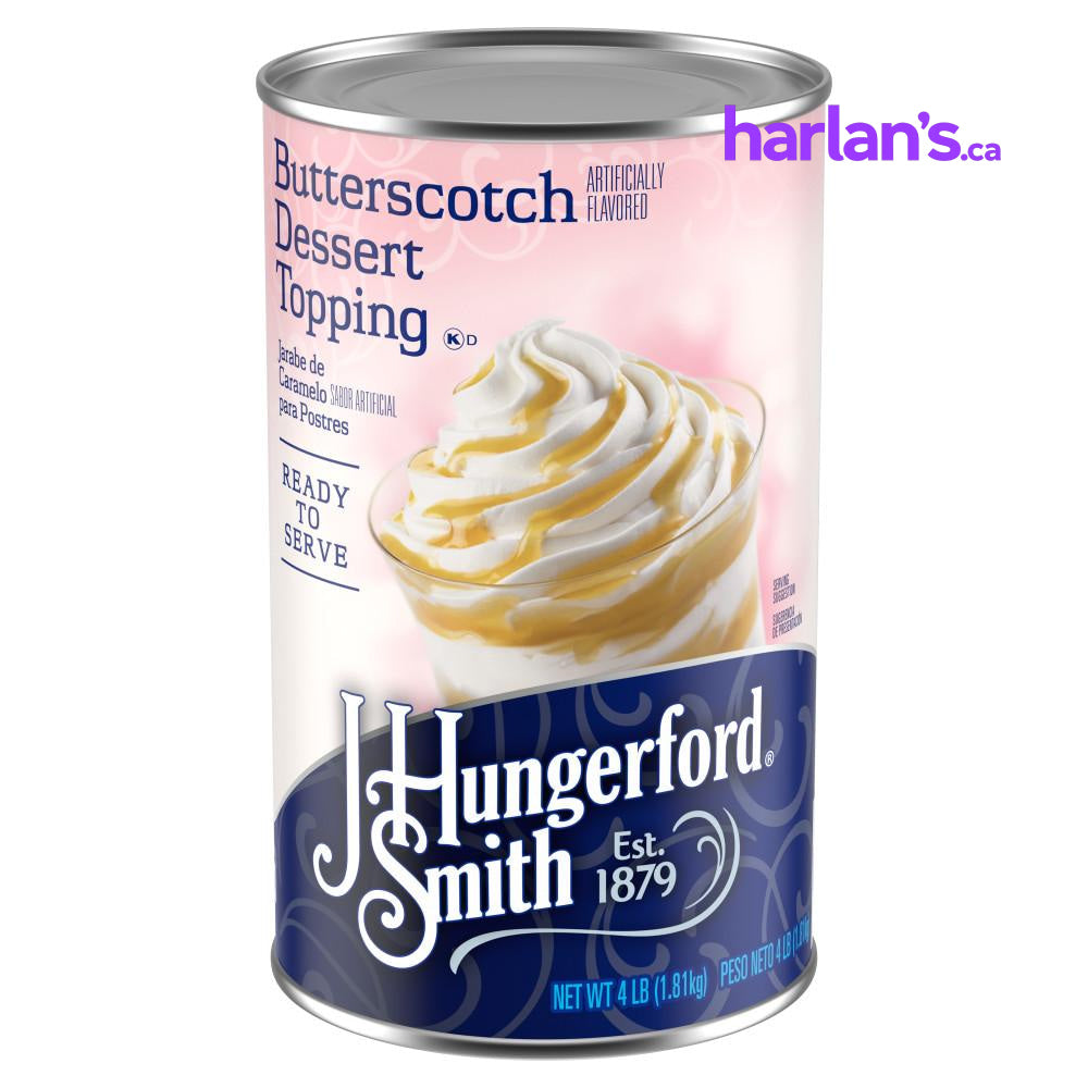 J HUNGERFORD SMITH BUTTERSCOTCH TOPPING - Ready to Use - 6 x 46oz CANS -Item#41711 - Harlan Fairbanks Canada