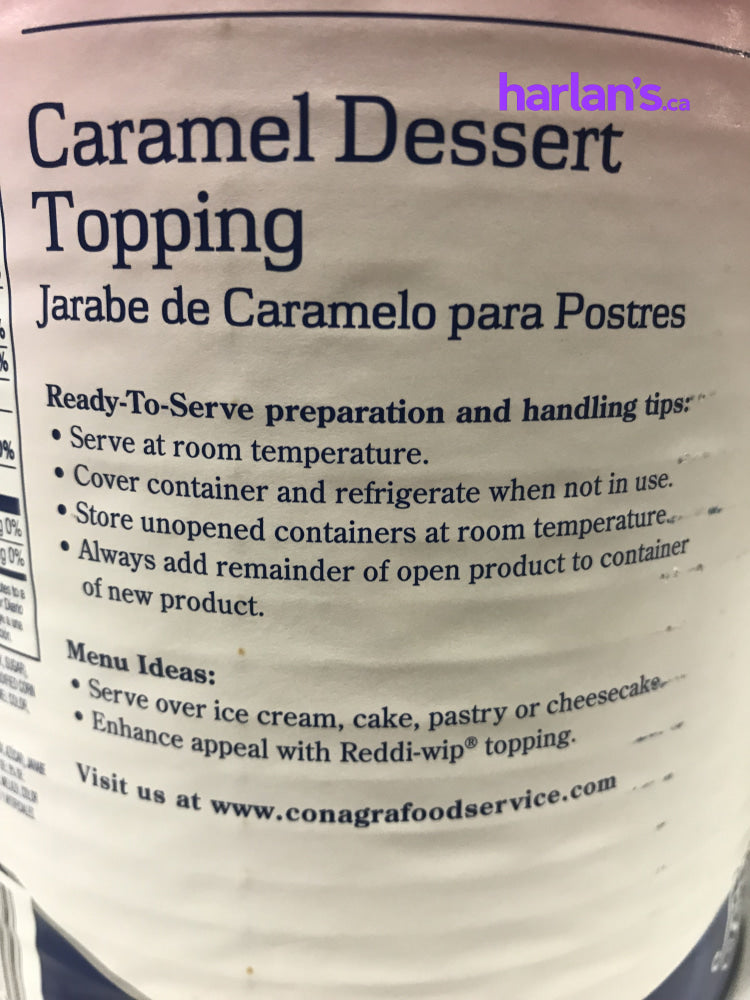 J HUNGERFORD SMITH CARAMEL TOPPING - Ready to Use - 6 x 100oz CANS -Item#41721 - Harlan Fairbanks Canada