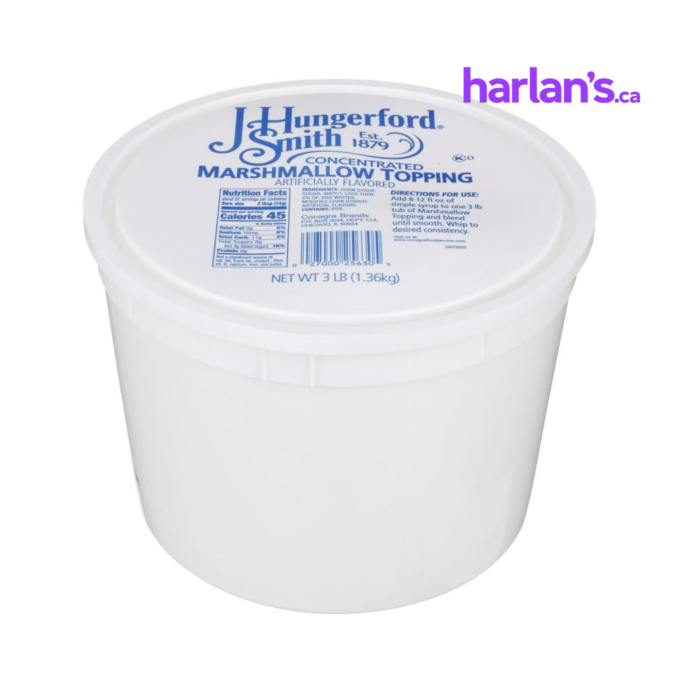 J HUNGERFORD SMITH MARSHMALLOW CONCENTRATE TOPPING, 4 x 48oz TUB -Item#41702 - Harlan Fairbanks Canada
