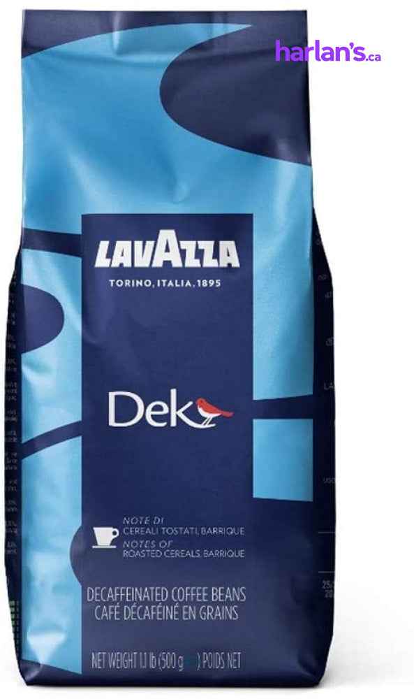 Lavazza DEK Whole Bean Coffee Blend, Decaffeinated Dark Espresso Roast, Case of 12 x 1.1-Pound (.5 KG) Bag -Item#201057