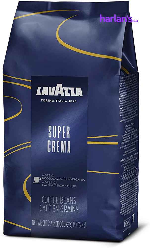 Lavazza Super Crema Whole Bean Coffee Blend, Medium Espresso Roast Case of 6 x 2.2LB (1KG) Bag - Item#204202