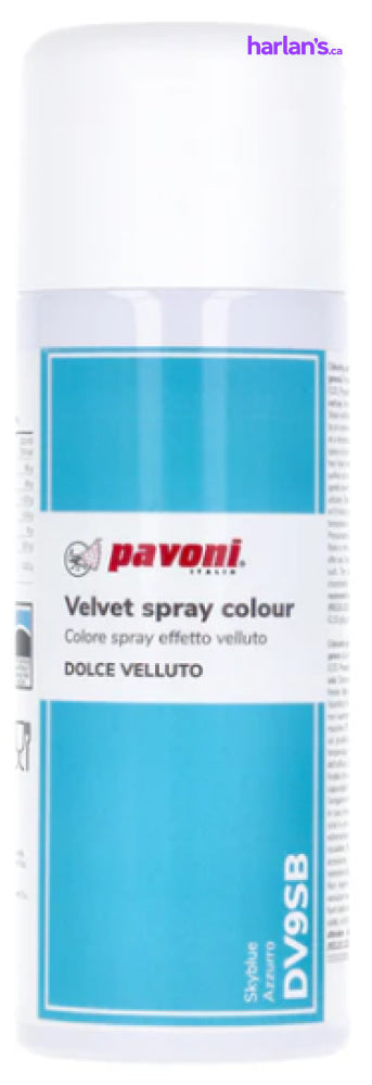 VELVET SPRAY LIGHT BLUE 400ML PAVONI - ITEM# 45DV9 - Harlan Fairbanks Canada
