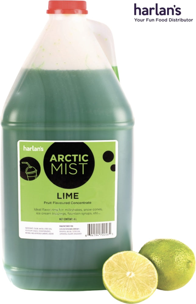 Arctic Mist Syrup Concentrate - Lime - 4 x 4L Jugs-
