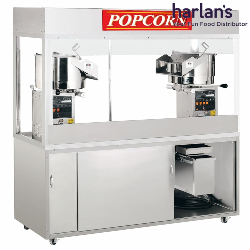 Cretors 32oz Twin Popper Enclosed President 6' Cabinet Popcorn Machine-