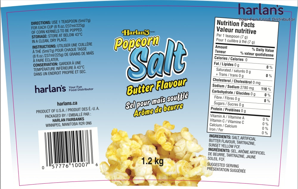 Harlan's Popcorn Butter Salt - Flava Salt Bulk XL 15KG Pail-