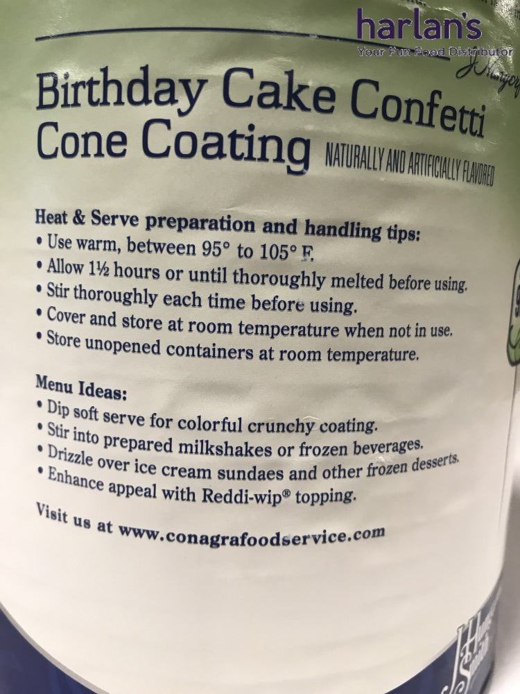 J Hungerford Smith Birthday Cake Confetti Cone Coating 3 X 100Oz Cans